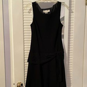 Evan Picone Blk drop waist dress with sequined belt and handkerchief hemline 12P